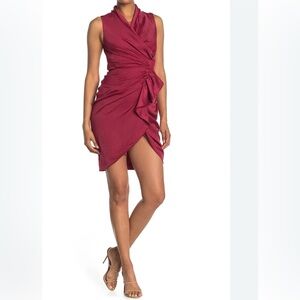 ALLSAINTS- Cowl Neck, knee length dress Burgundy
